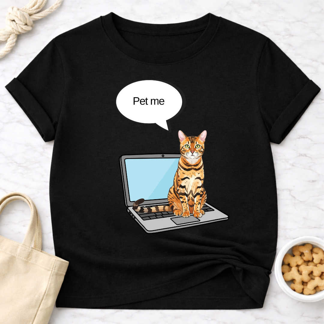 Laptop Cat Pet Me T-Shirt