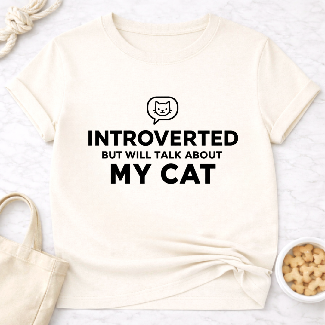 Introverted But Will Talk About My Cat (Simple) T-Shirt