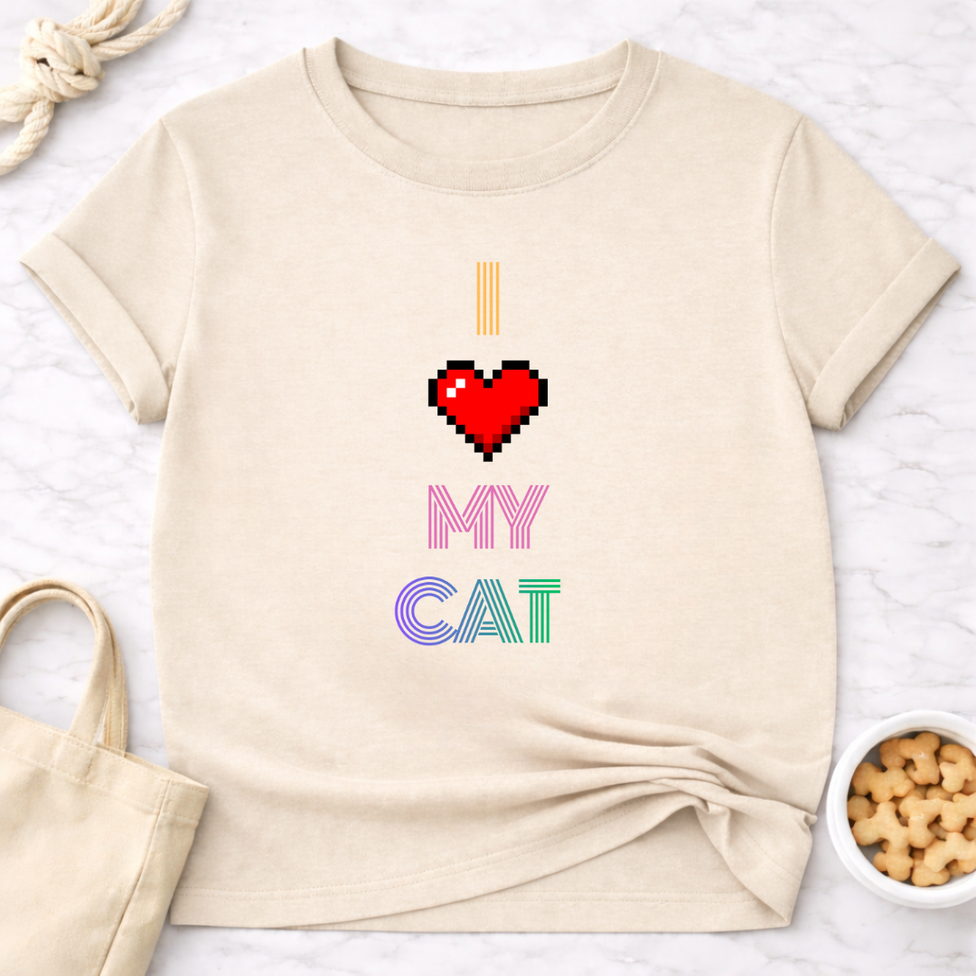I Love My Cat Retro T-Shirt