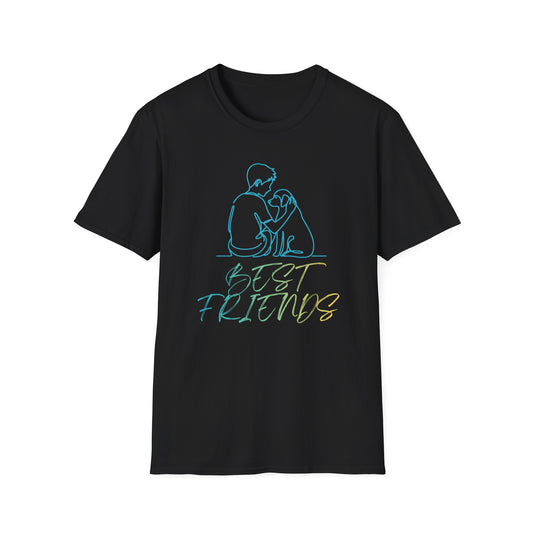 Best Friends Outline Boy and Dog T-Shirt