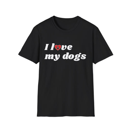 I Love My Dogs B&W Retro T-Shirt