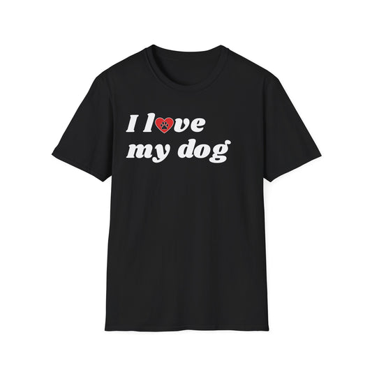 I Love My Dog B&W Retro T-Shirt