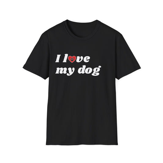I Love My Dog B&W Retro T-Shirt