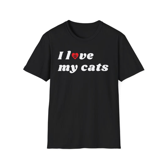 I Love My Cats B&W Retro T-Shirt