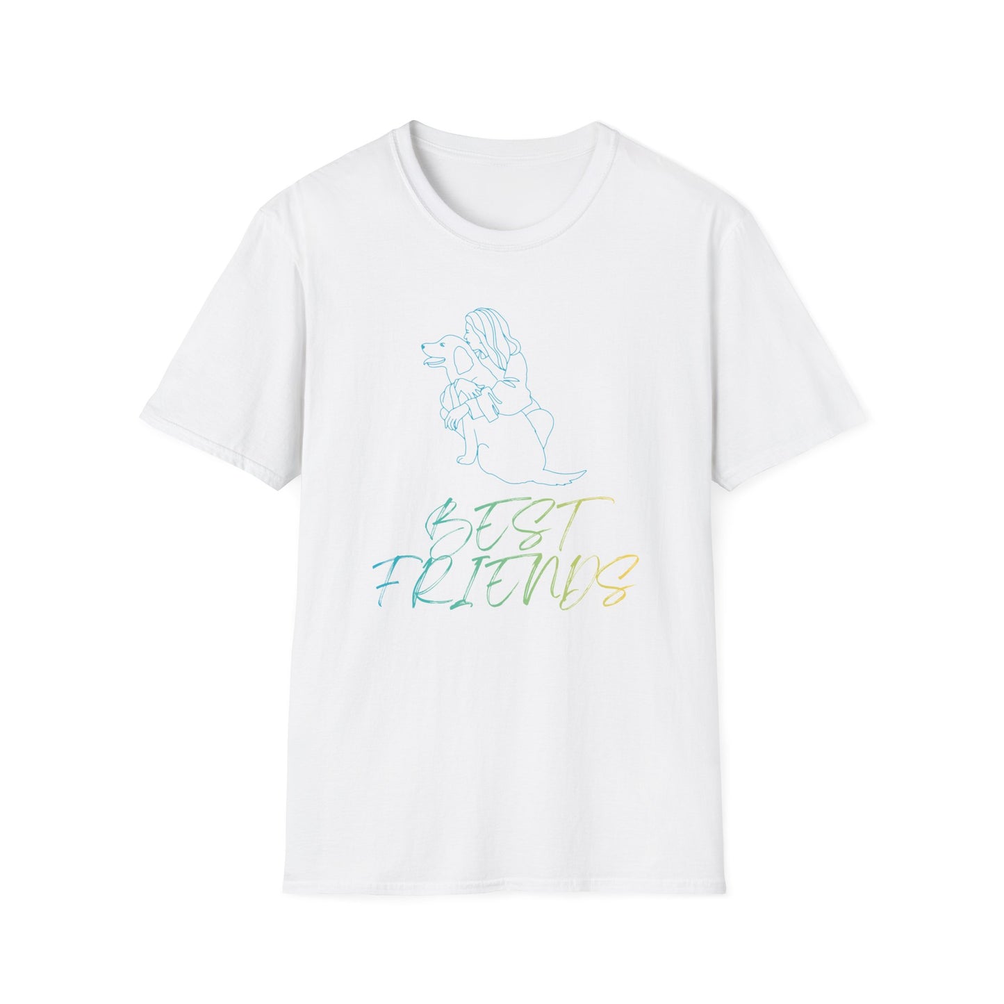 Best Friends Outline Girl and Dog T-Shirt