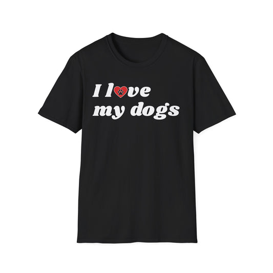I Love My Dogs B&W Retro T-Shirt