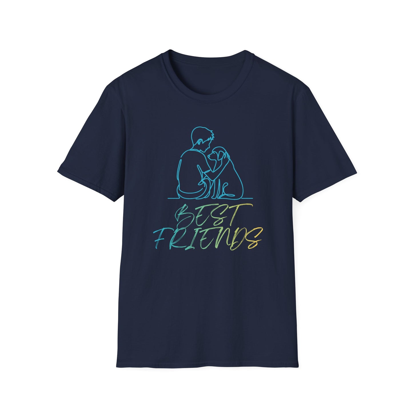 Best Friends Outline Boy and Dog T-Shirt