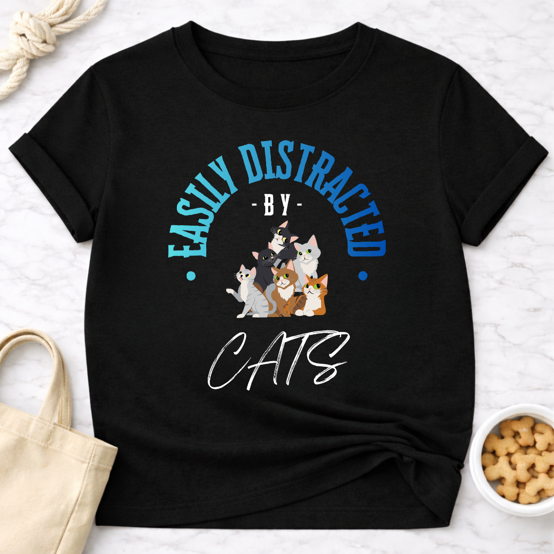 Easily Distracted by Cats w/Graphic T-Shirt