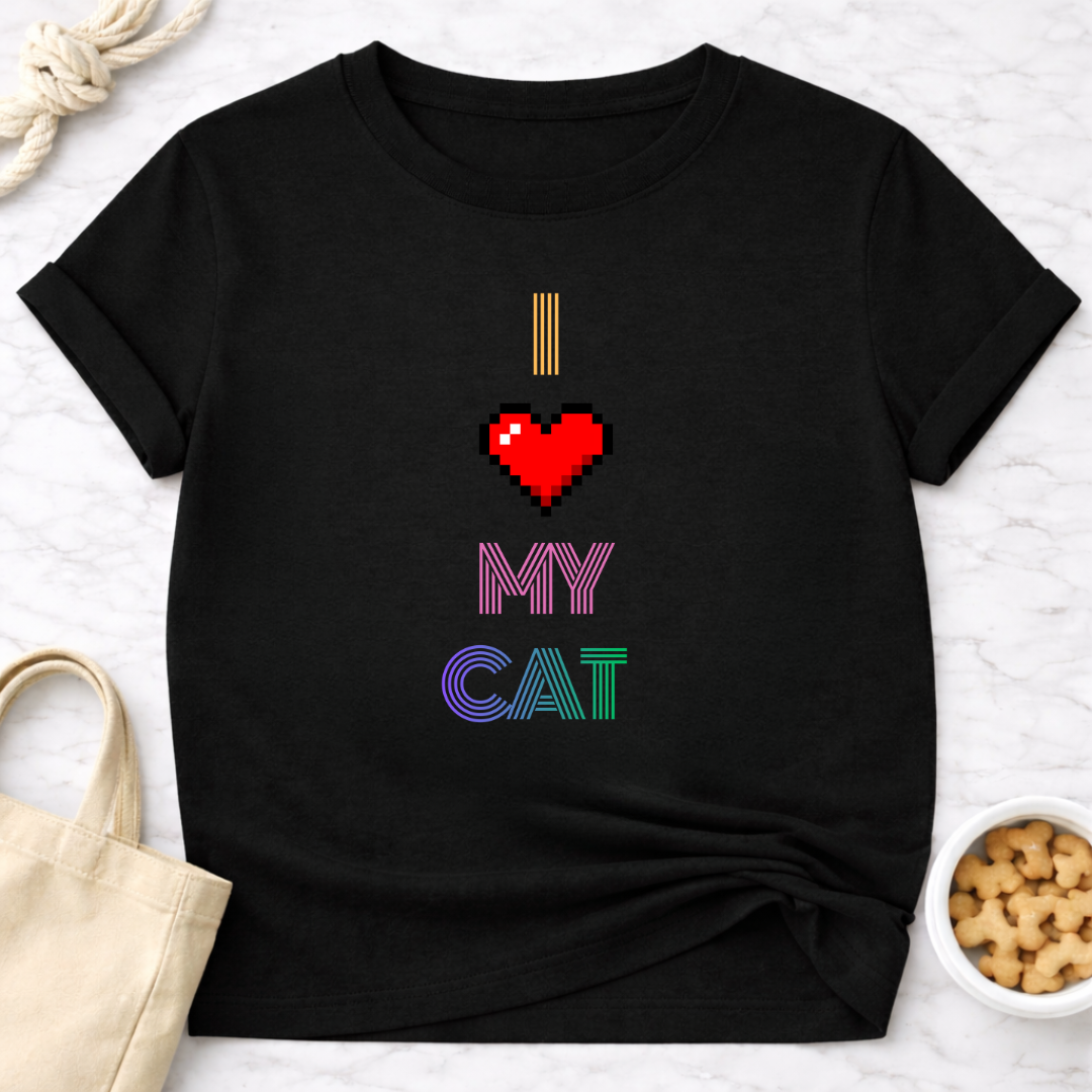 I Love My Cat Retro T-Shirt