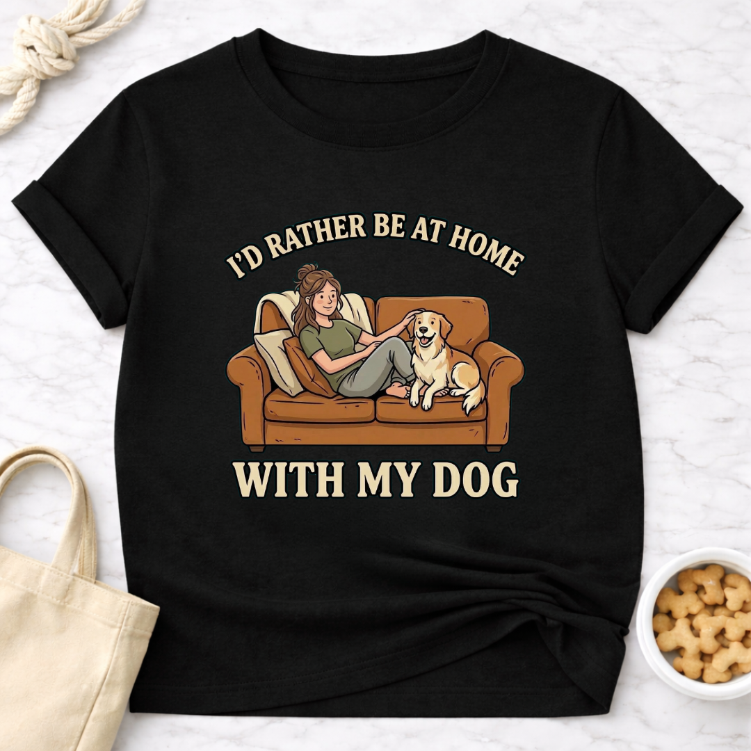 I'd Rather Be At Home with My Dog (Female) T-Shirt