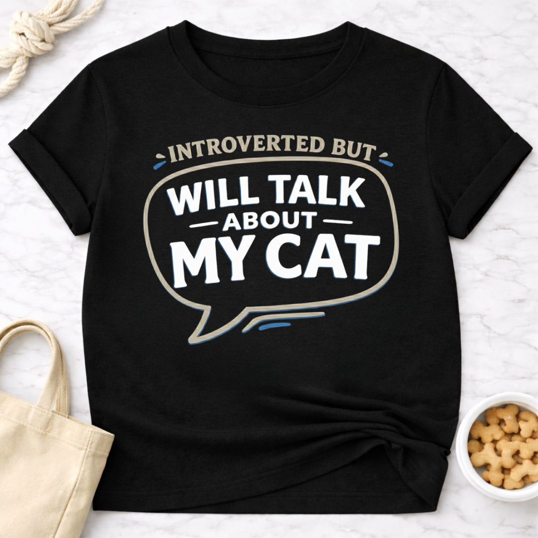 Introverted but Will Talk About My Cat T-Shirt