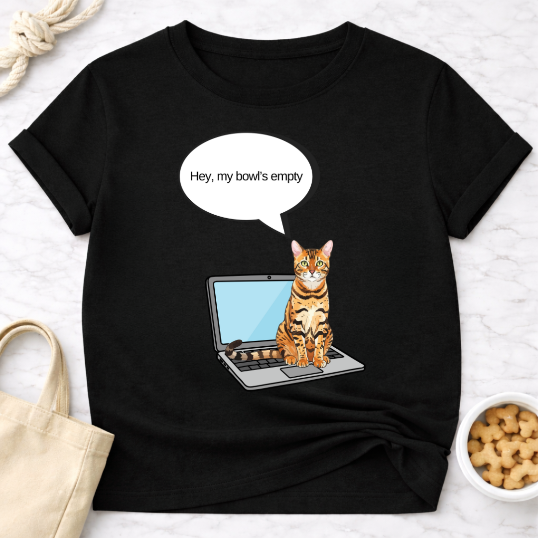 Laptop Cat My Bowl's Empty T-Shirt