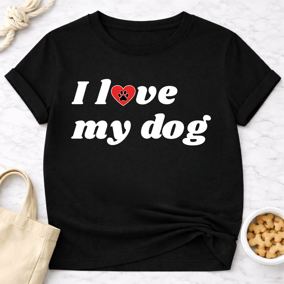 I Love My Dog B&W Retro T-Shirt