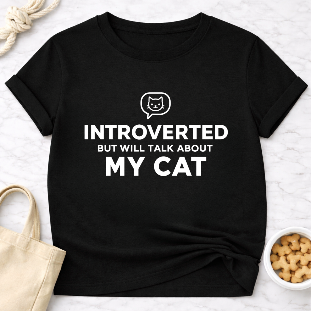 Introverted But Will Talk About My Cat (Simple) T-Shirt