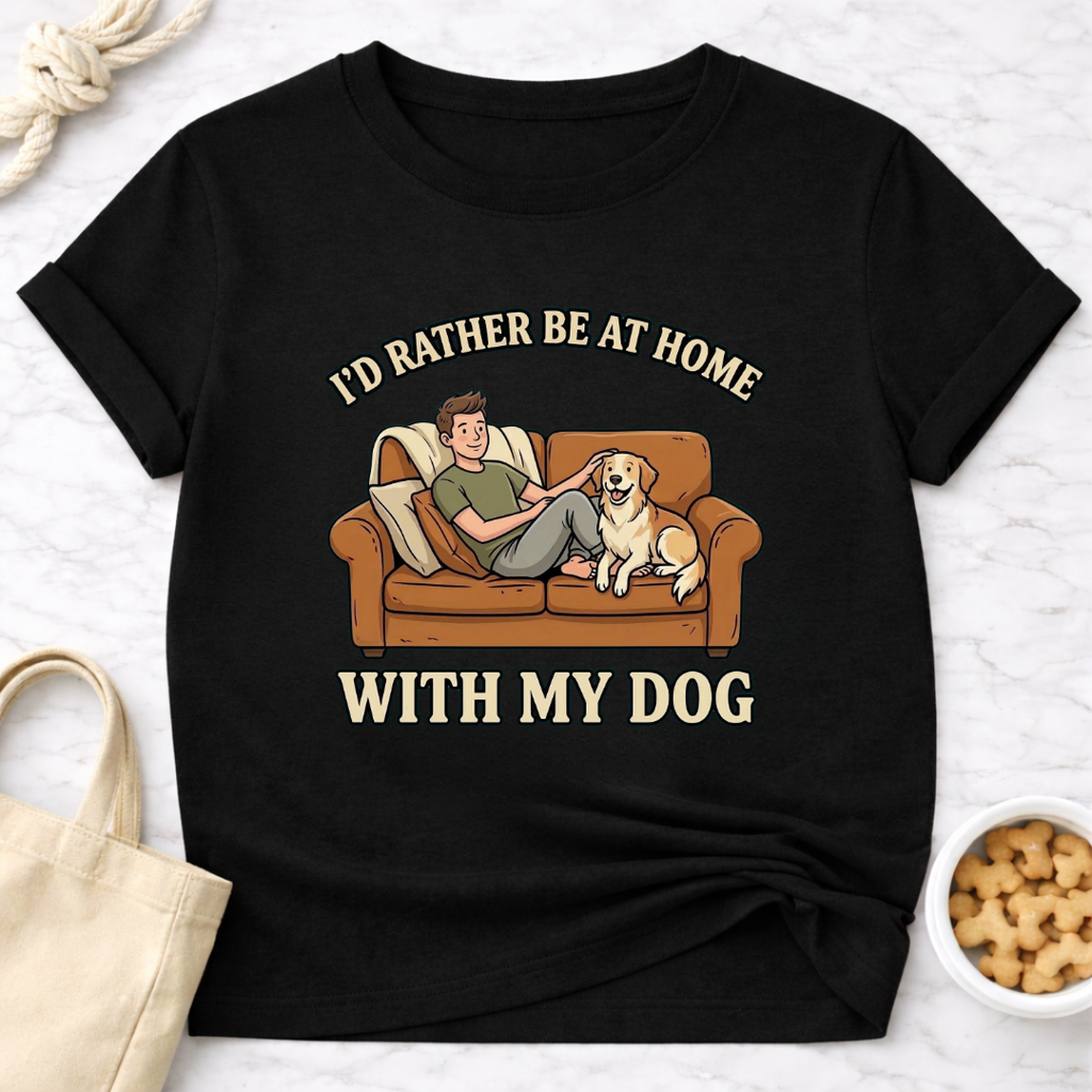I'd Rather Be At Home with My Dog (Male) T-Shirt