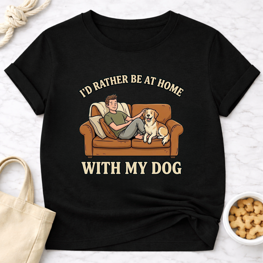 I'd Rather Be At Home with My Dog (Male) T-Shirt