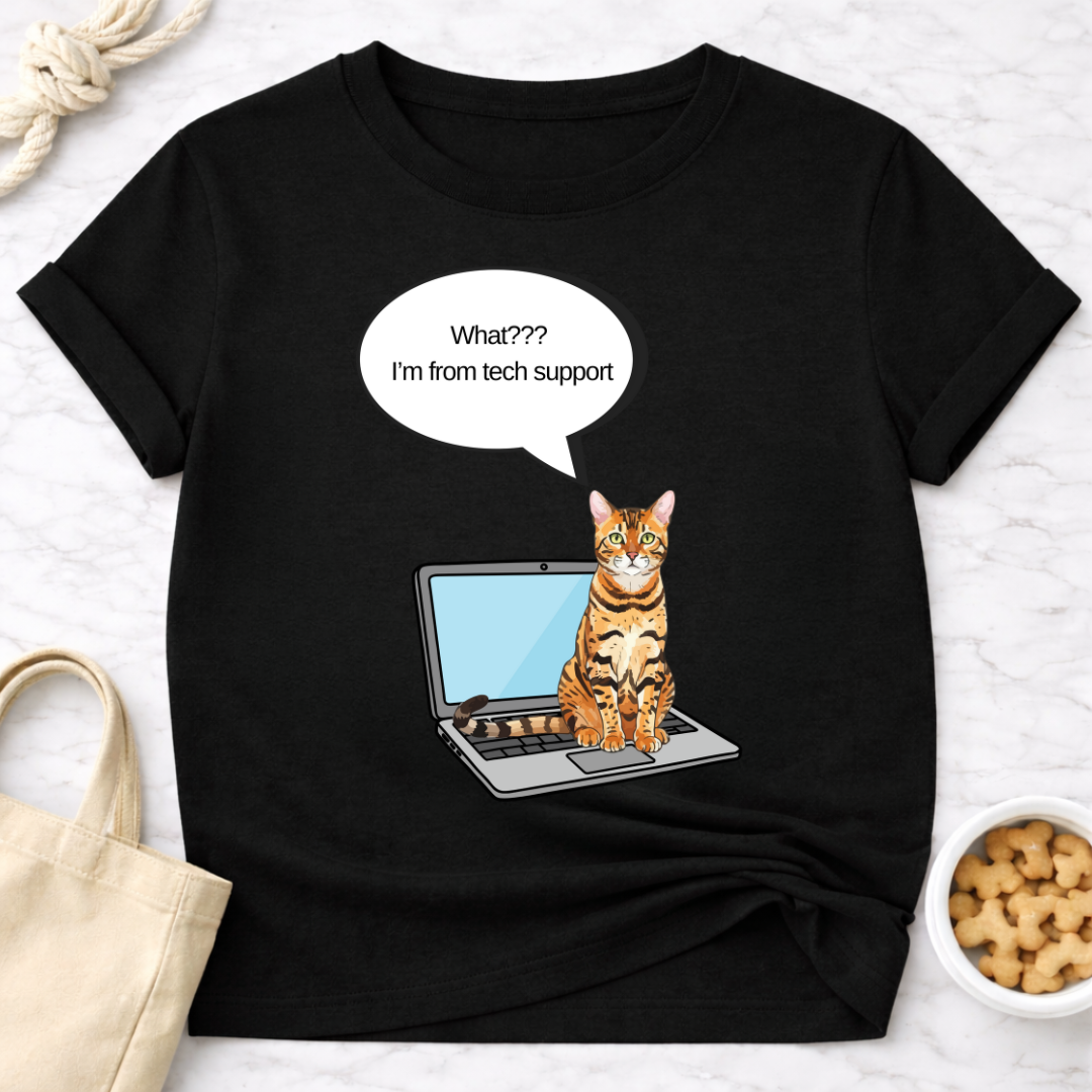 Laptop Cat I'm From Tech Support T-Shirt