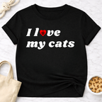I Love My Cats B&W Retro T-Shirt