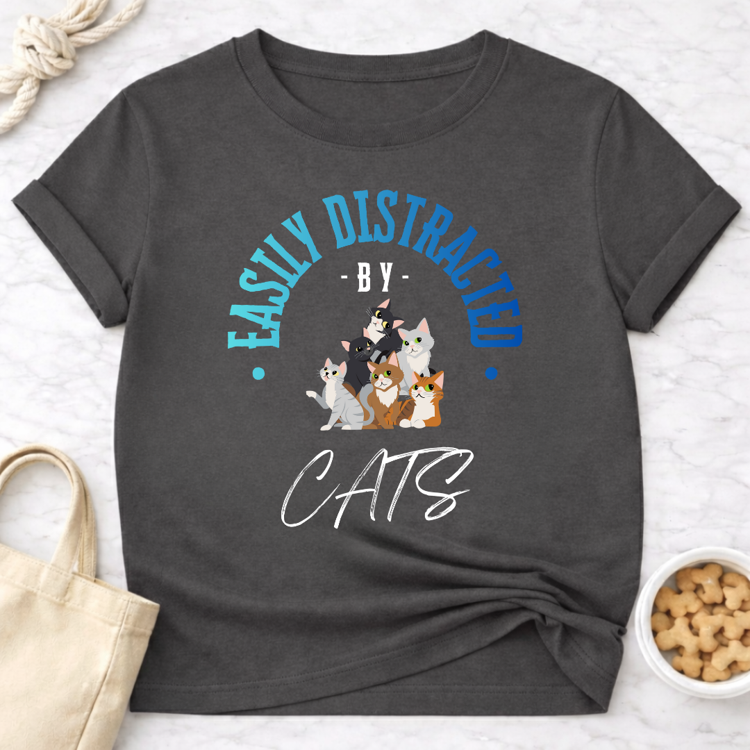 Easily Distracted by Cats w/Graphic T-Shirt