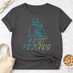 Best Friends Outline Boy and Dog T-Shirt