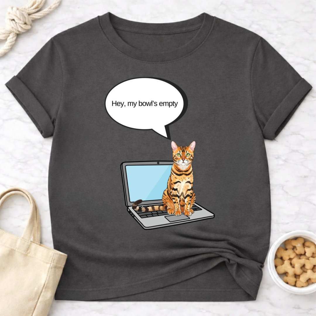 Laptop Cat My Bowl's Empty T-Shirt