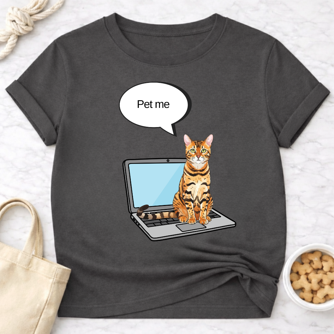 Laptop Cat Pet Me T-Shirt