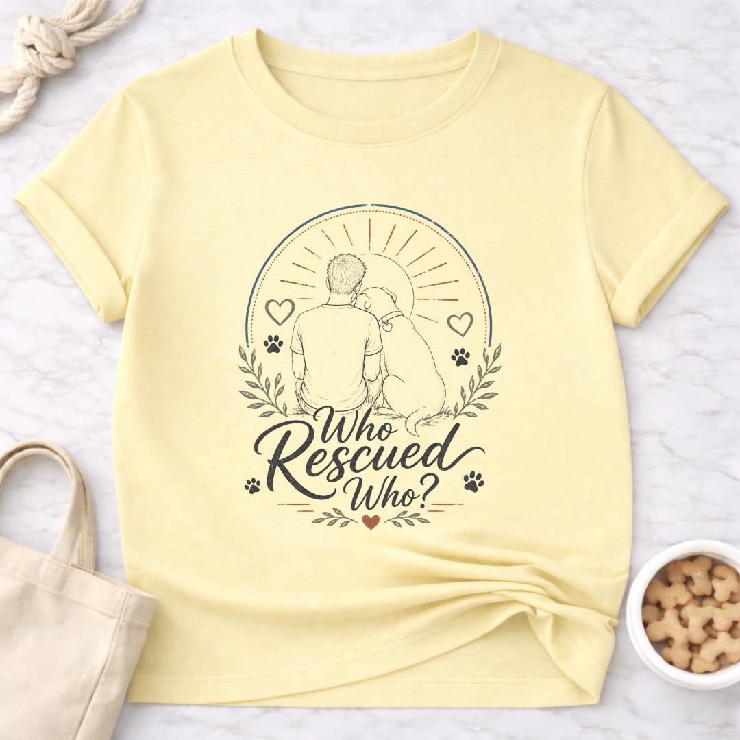 Who Rescued Who? V2 Male T-Shirt