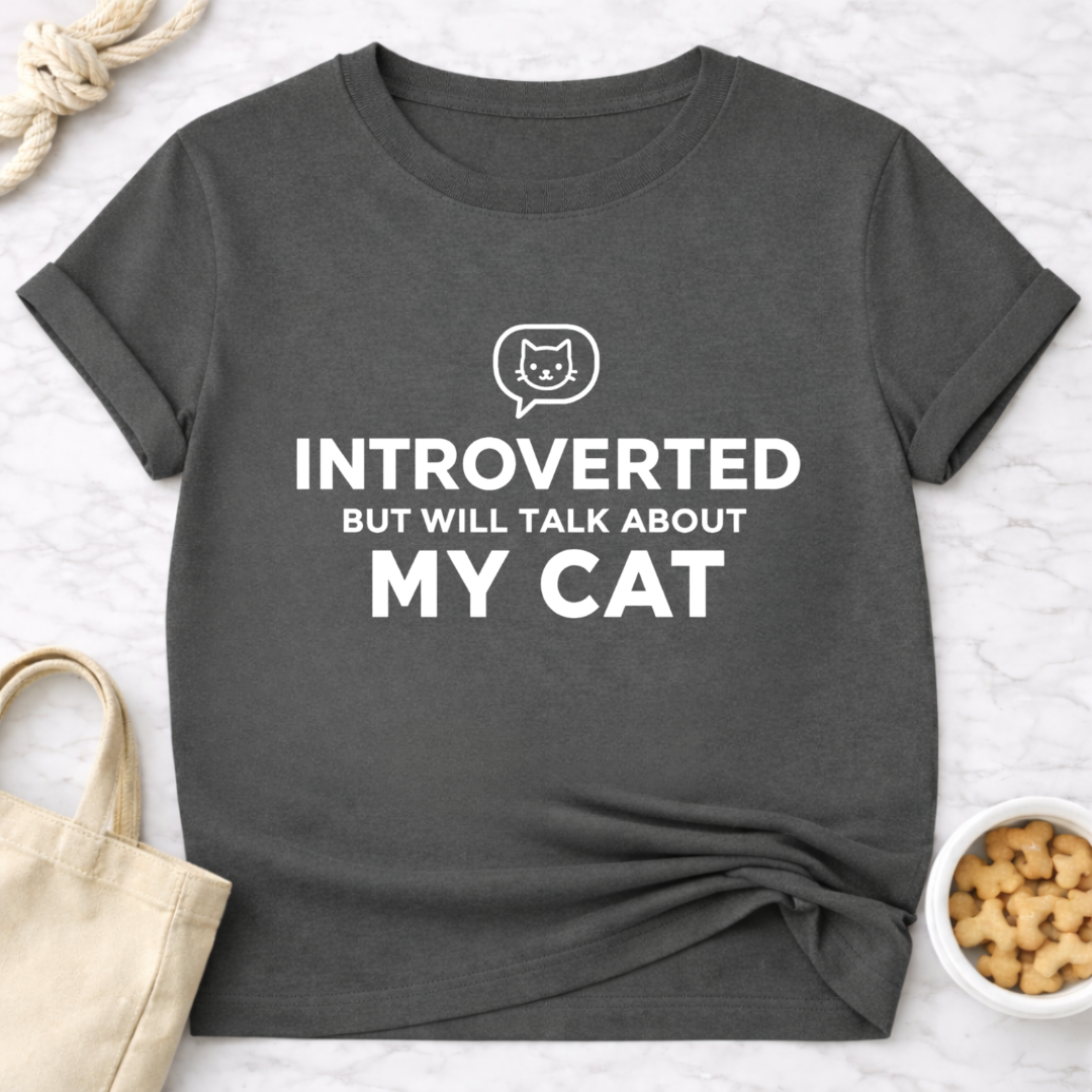 Introverted But Will Talk About My Cat (Simple) T-Shirt