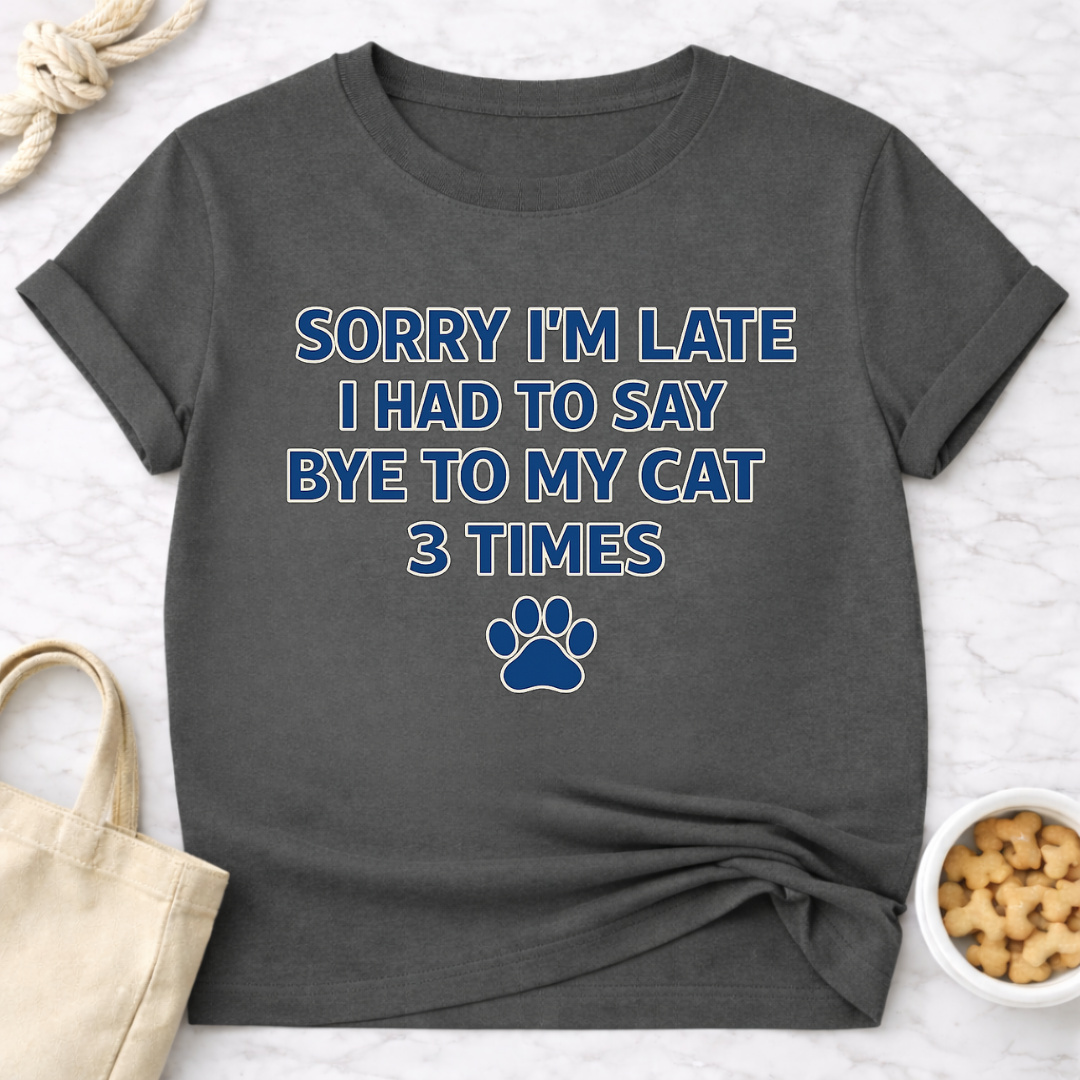 Sorry I'm Late, Bye to Cat T-Shirt
