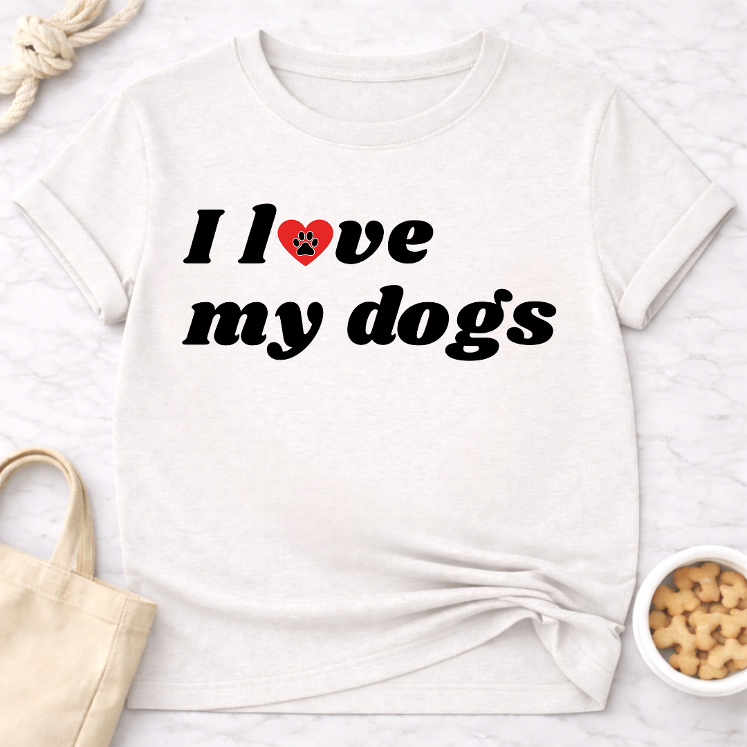 I Love My Dogs B&W Retro T-Shirt