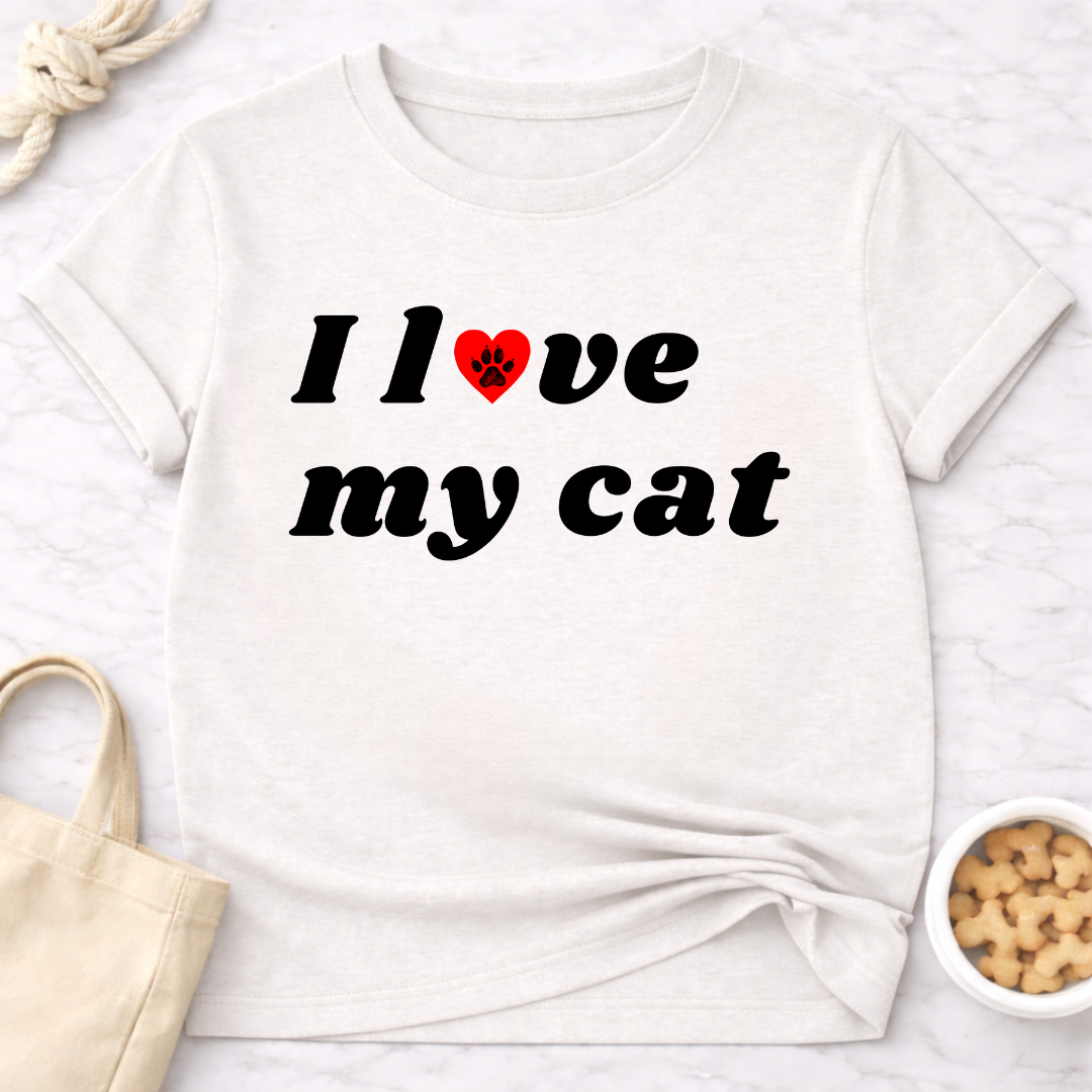 I Love My Cat B&W Retro T-Shirt