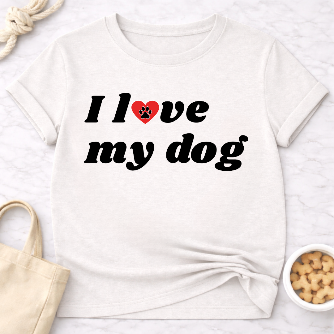 I Love My Dog B&W Retro T-Shirt