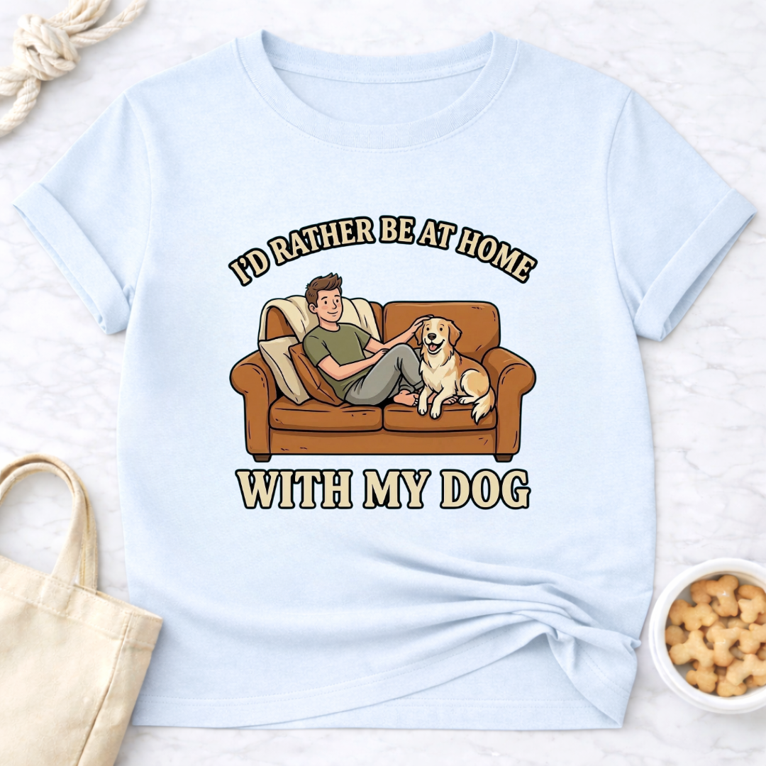 I'd Rather Be At Home with My Dog (Male) T-Shirt