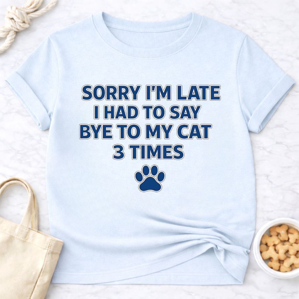 Sorry I'm Late, Bye to Cat T-Shirt