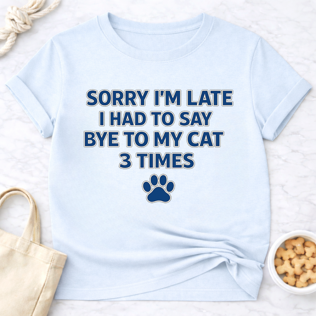 Sorry I'm Late, Bye to Cat T-Shirt
