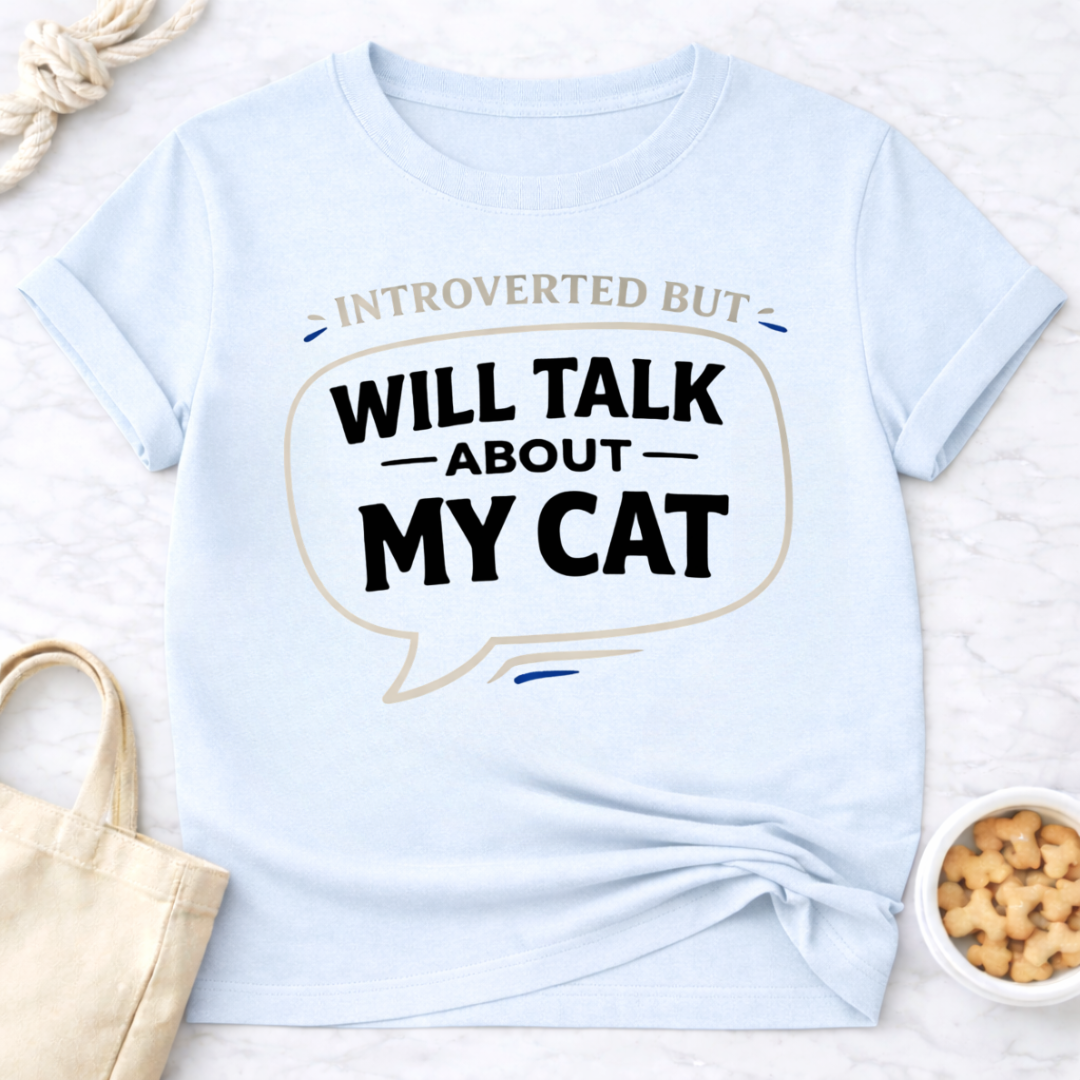 Introverted but Will Talk About My Cat T-Shirt