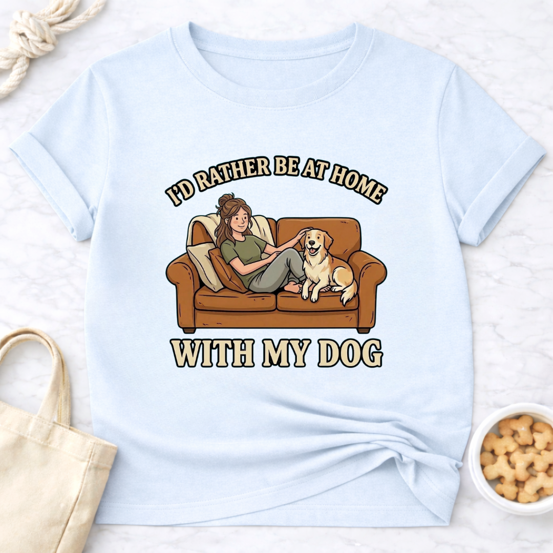 I'd Rather Be At Home with My Dog (Female) T-Shirt
