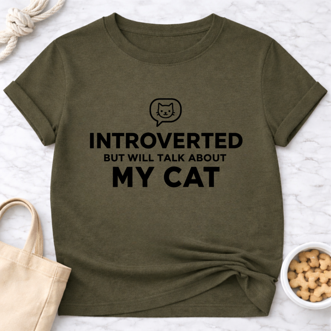 Introverted But Will Talk About My Cat (Simple) T-Shirt