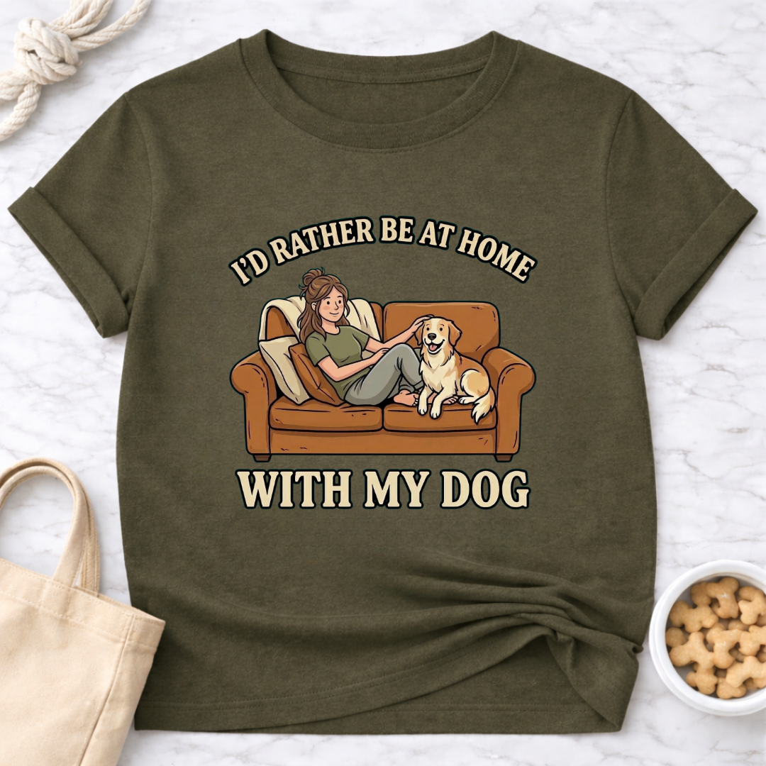 I'd Rather Be At Home with My Dog (Female) T-Shirt