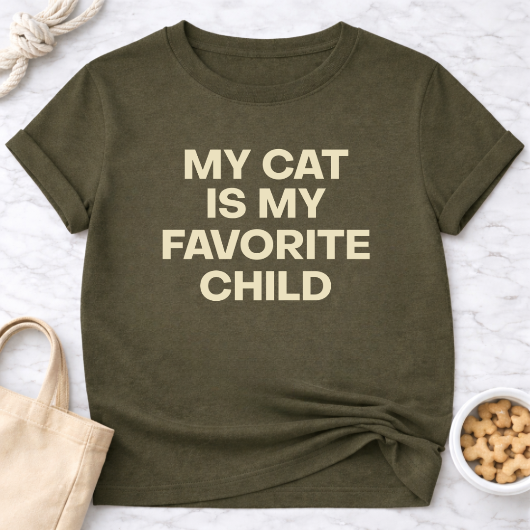 My Cat is My Favorite Child - Plain Text T-Shirt