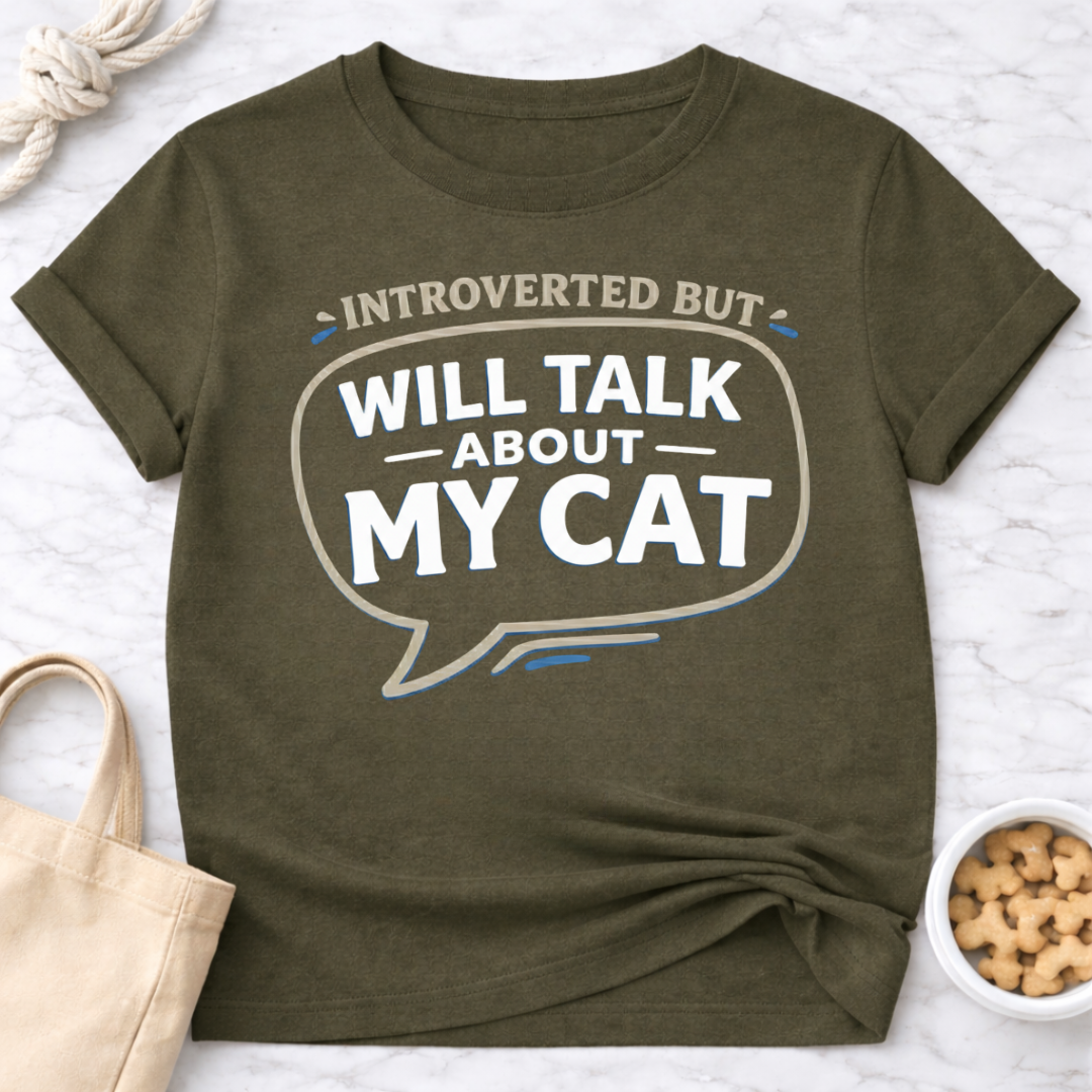 Introverted but Will Talk About My Cat T-Shirt