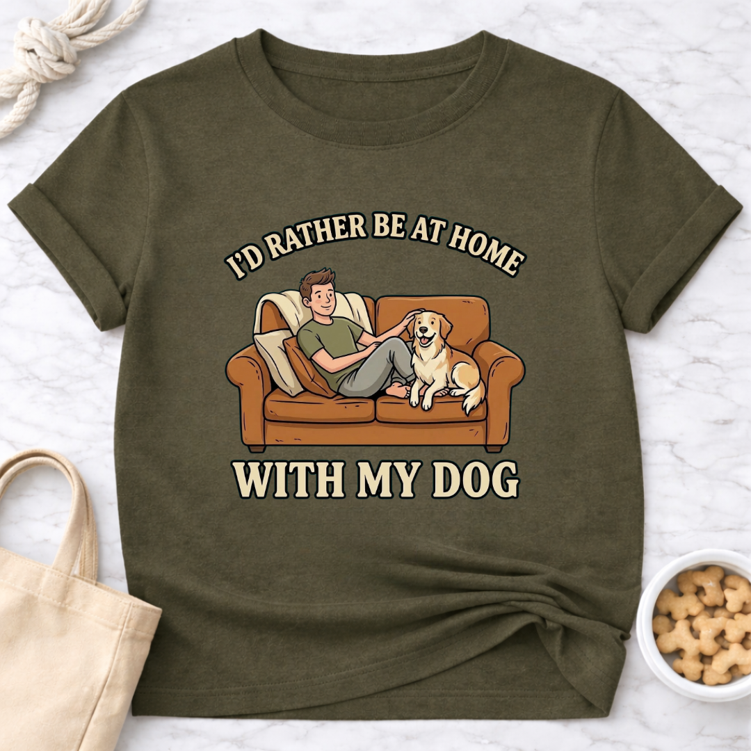 I'd Rather Be At Home with My Dog (Male) T-Shirt