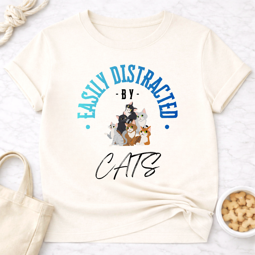 Easily Distracted by Cats w/Graphic T-Shirt