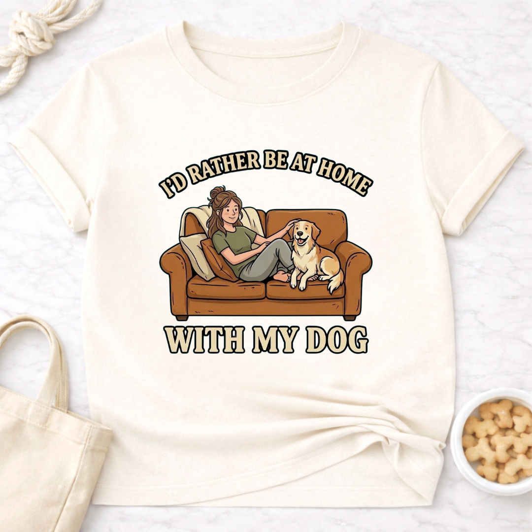 I'd Rather Be At Home with My Dog (Female) T-Shirt