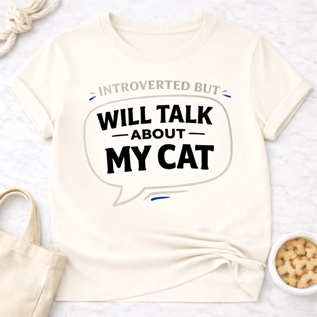 Introverted but Will Talk About My Cat T-Shirt