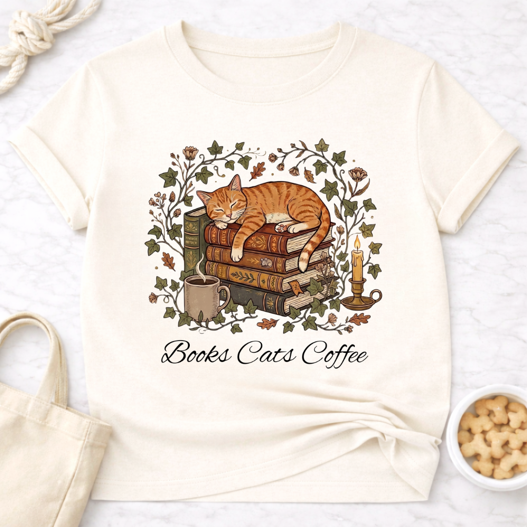 Books Cats Coffee T-Shirt