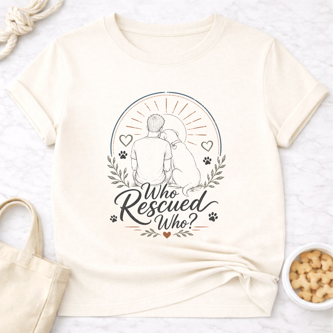 Who Rescued Who? V2 Male T-Shirt