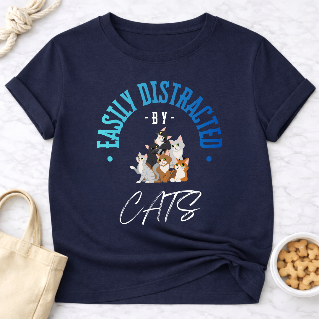 Easily Distracted by Cats w/Graphic T-Shirt