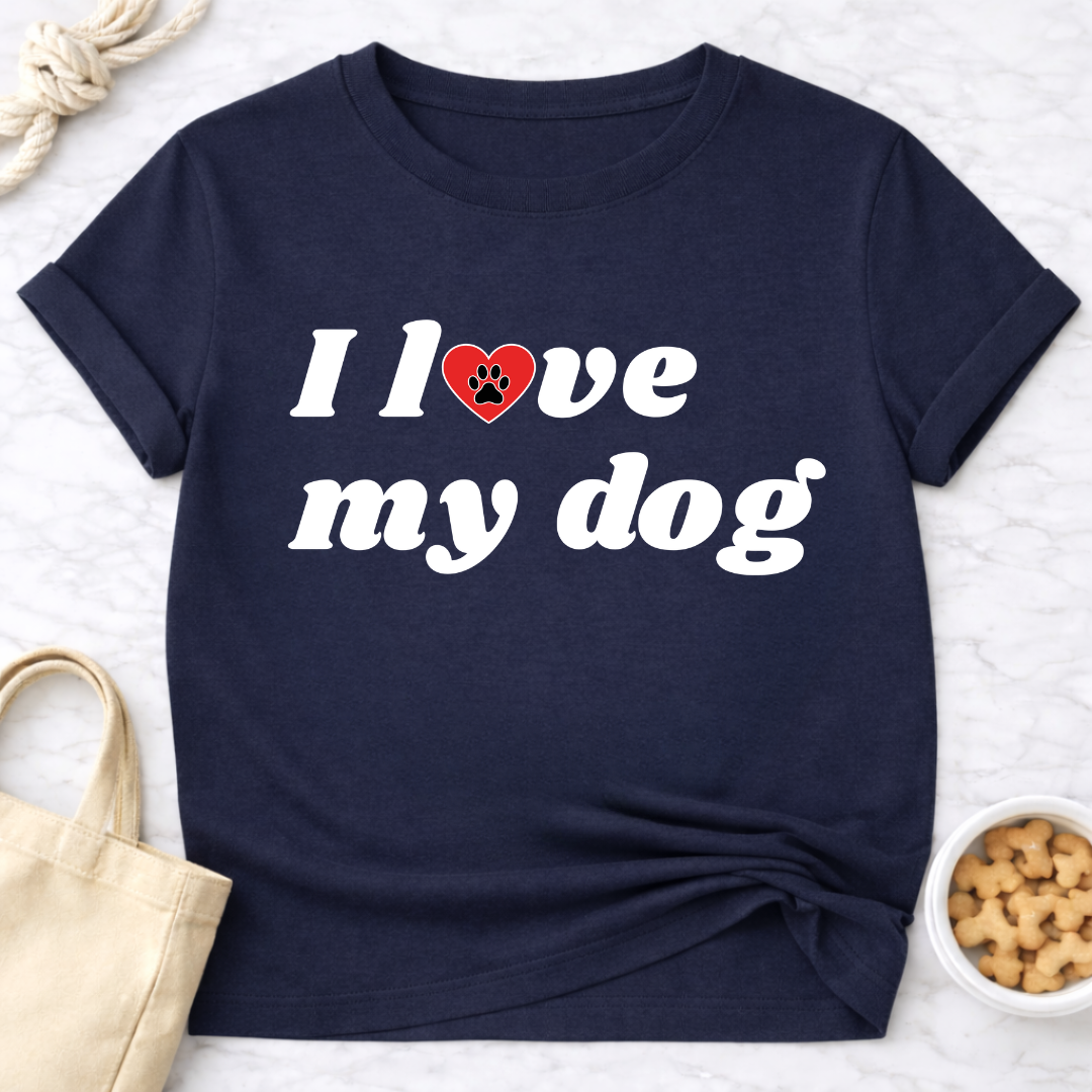I Love My Dog B&W Retro T-Shirt