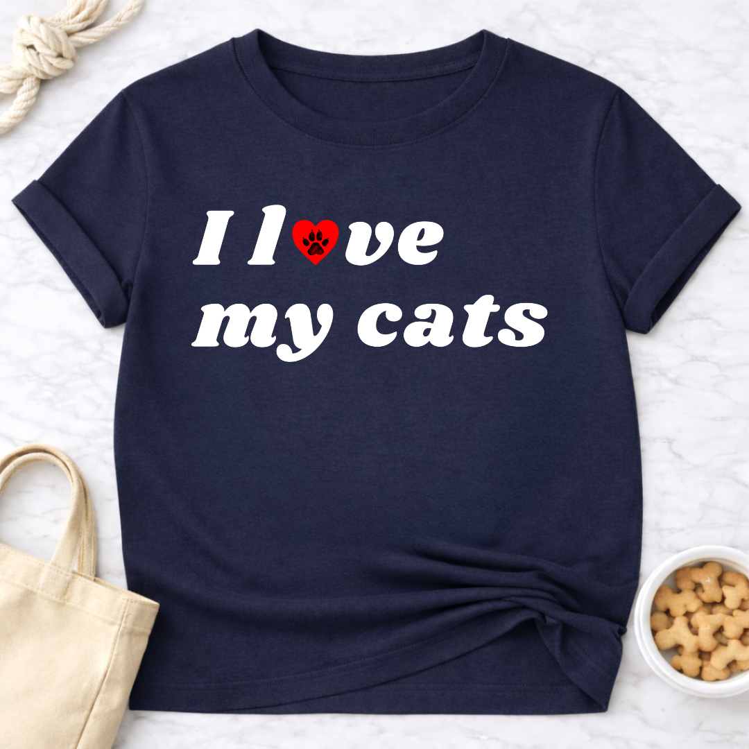 I Love My Cats B&W Retro T-Shirt
